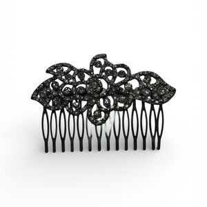 Silver Floral Rhinestone Hair Comb Sparkly Flower Bridal Prom Headpiece Jewelry